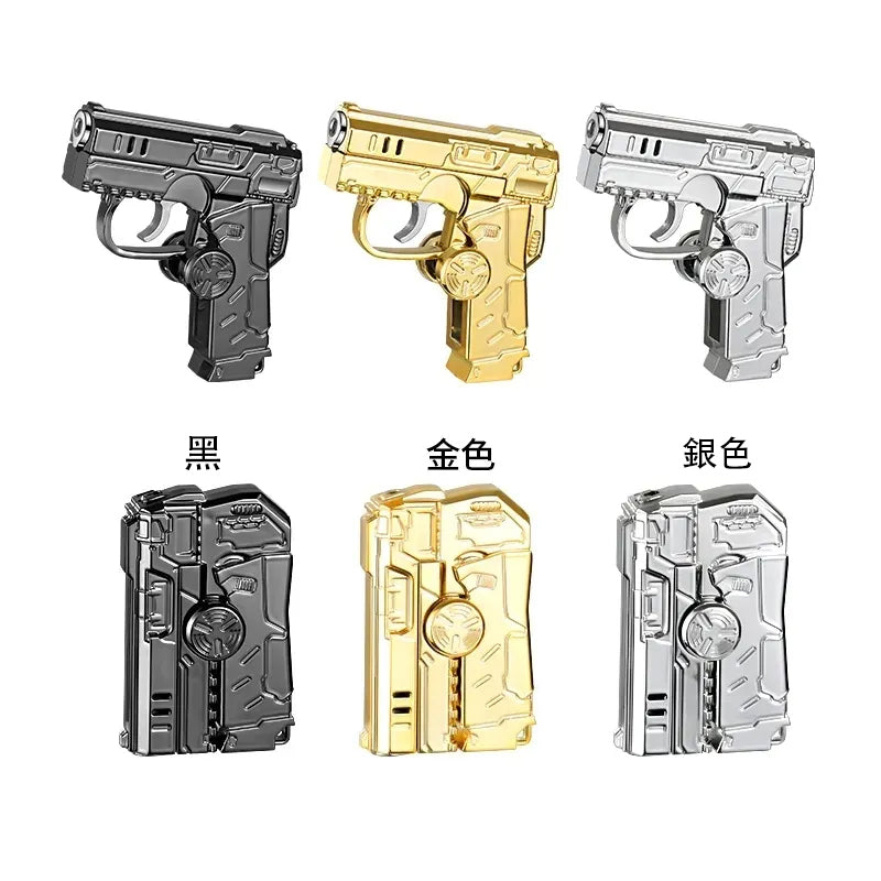 ニューモデル 折り畳み式フィンガースピナー付き防風ガス充填ピストル型ライター「クール＆トレンディ」－彼氏への個性的な贈り物